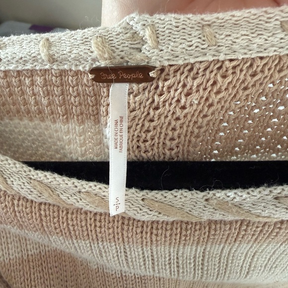 Free People Wide-Stripe Scoop-Neck Sweater in Beige and Cream - Picture 4 of 4